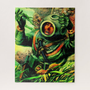 Illustration des Tauchers in den 40er Jahren Puzzle