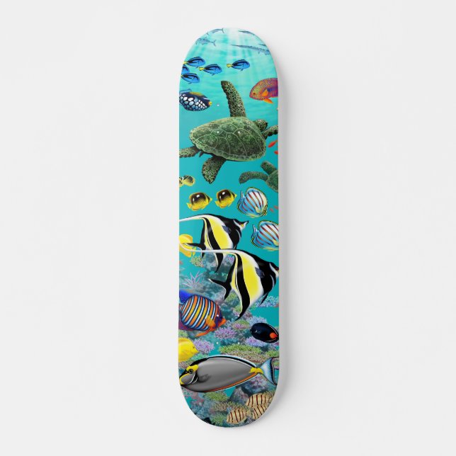 Illustration des tropischen Fisches in der Bucht v Skateboard (Vorne)