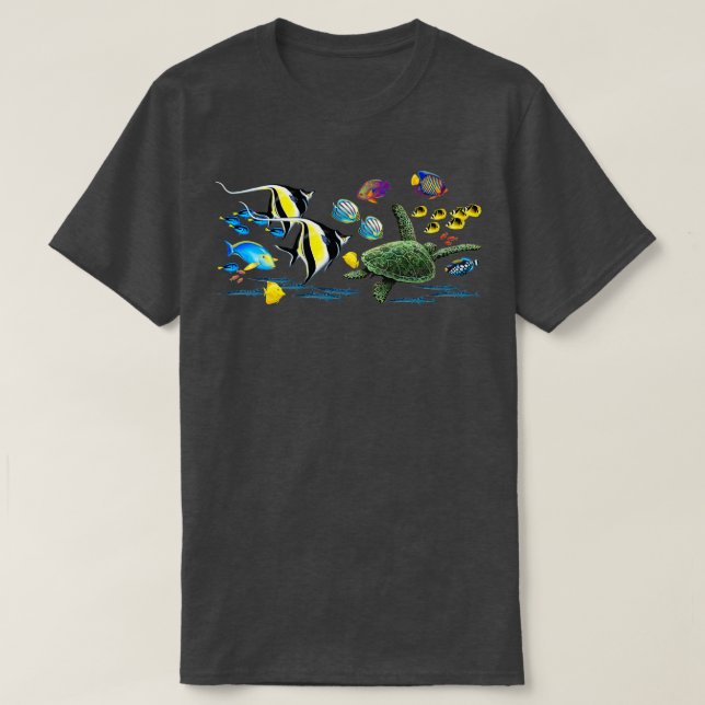Illustration des tropischen Fisches in der Bucht v T-Shirt (Design vorne)