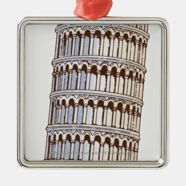 Illustration des Turms von Pisa Silbernes Ornament (Vorne)