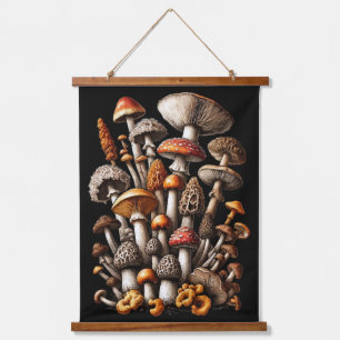 Illustration des verzauberten Wald-Pilzes Wandteppich Mit Holzrahmen