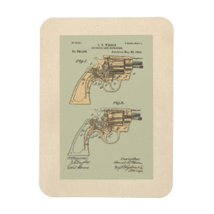 Illustration des Vintage-Revolver-Patents Magnet