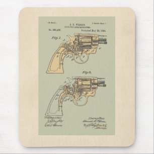 Illustration des Vintage-Revolver-Patents Mousepad