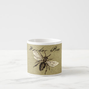Illustration des Vintagen Bieneninsekts Antike Espressotasse