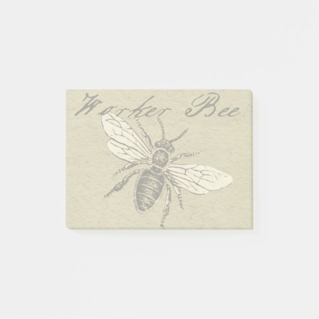 Illustration des Vintagen Bieneninsekts Antike Post-it Klebezettel (Vorderseite)