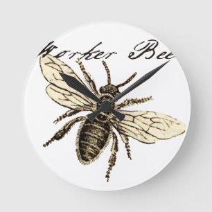 Illustration des Vintagen Bieneninsekts Antike Runde Wanduhr