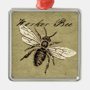 Illustration des Vintagen Bieneninsekts Antike Silbernes Ornament