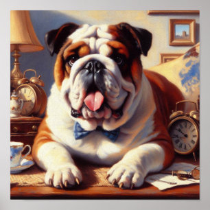 Illustration des Vintagen Englischen Bulldog Poster