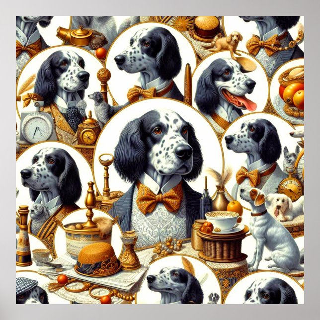 Illustration des Vintagen Englischen Setters Poster (Vorne)