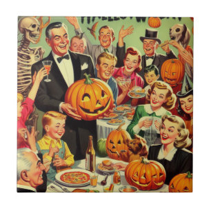 Illustration des Vintagen Halloween-Party Fliese