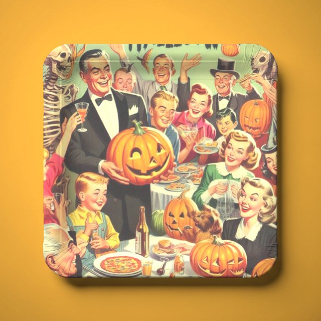 Illustration des Vintagen Halloween-Party Pappteller (Von Creator hochgeladen)
