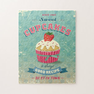 Illustration des Vintagen Kuchenzeichens Puzzle