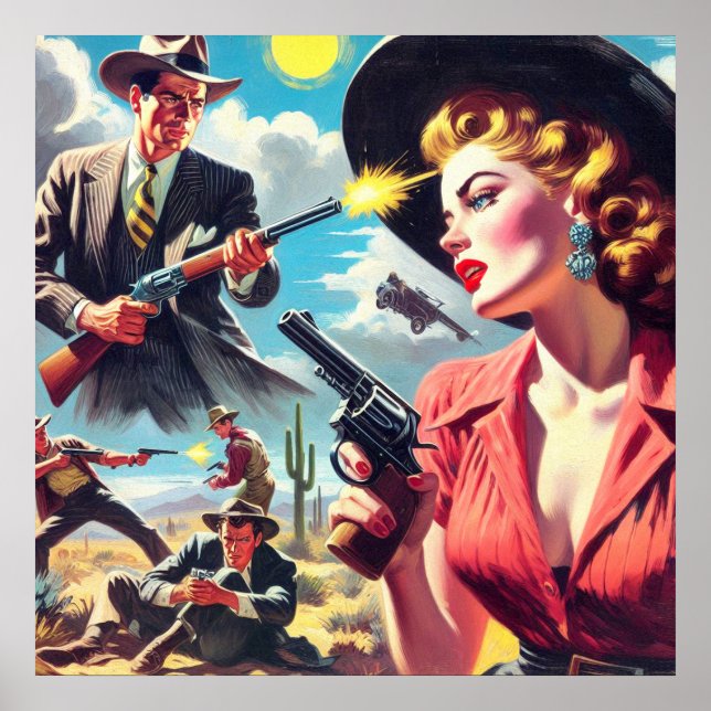 Illustration des Vintagen Westerns Poster (Vorne)