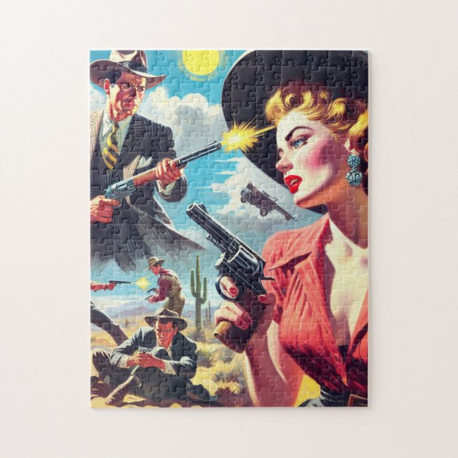 Illustration des Vintagen Westerns Puzzle (Vertikal)