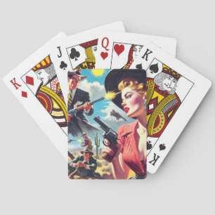 Illustration des Vintagen Westerns Spielkarten