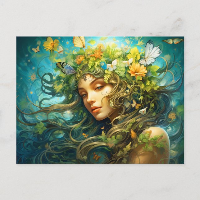 Illustration des Virgo Zodiac-Zeichens Postkarte (Vorderseite)