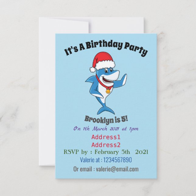 Illustration des Weihnachtshais-Cartoon Einladung (Vorderseite)