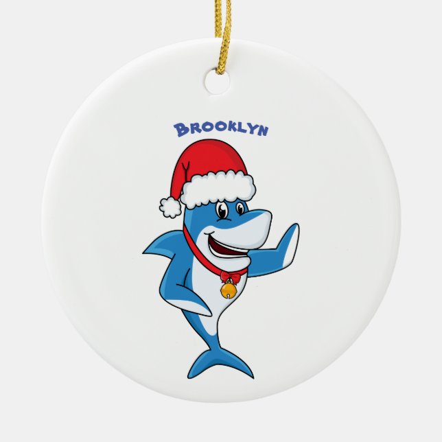 Illustration des Weihnachtshais-Cartoon Keramik Ornament (Vorne)