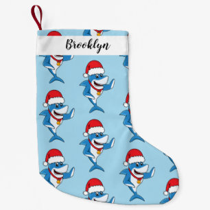 Illustration des Weihnachtshais-Cartoon Kleiner Weihnachtsstrumpf