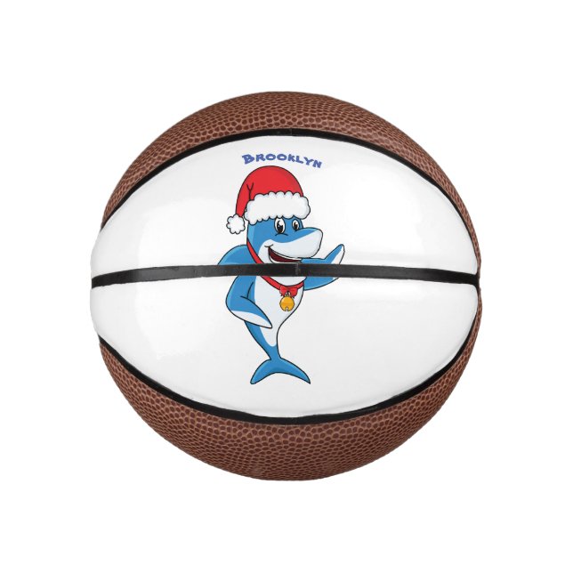 Illustration des Weihnachtshais-Cartoon Mini Basketball (Vorderseite)