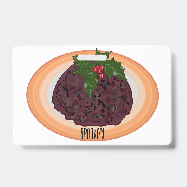 Illustration des Weihnachtspudding-Cartoon Ausweis (Vorderseite)
