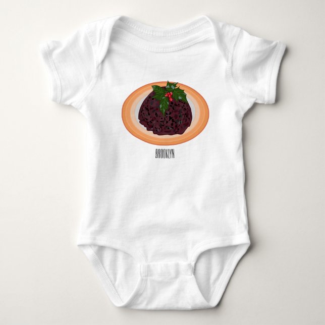 Illustration des Weihnachtspudding-Cartoon Baby Strampler (Vorderseite)