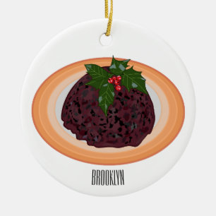 Illustration des Weihnachtspudding-Cartoon Keramik Ornament