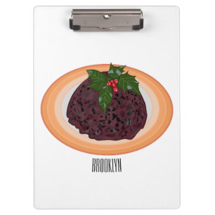 Illustration des Weihnachtspudding-Cartoon Klemmbrett
