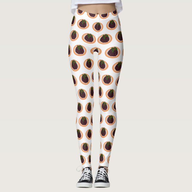 Illustration des Weihnachtspudding-Cartoon Leggings (Vorderseite)