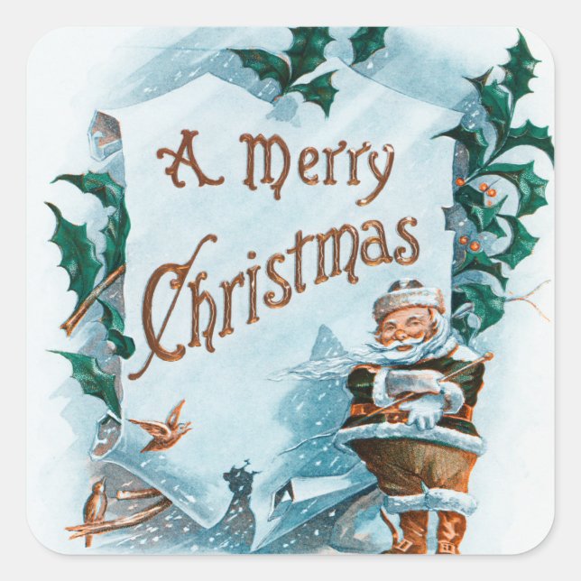 Illustration des Weihnachtsurlaubs Quadratischer Aufkleber (Vorderseite)