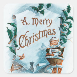 Illustration des Weihnachtsurlaubs Quadratischer Aufkleber