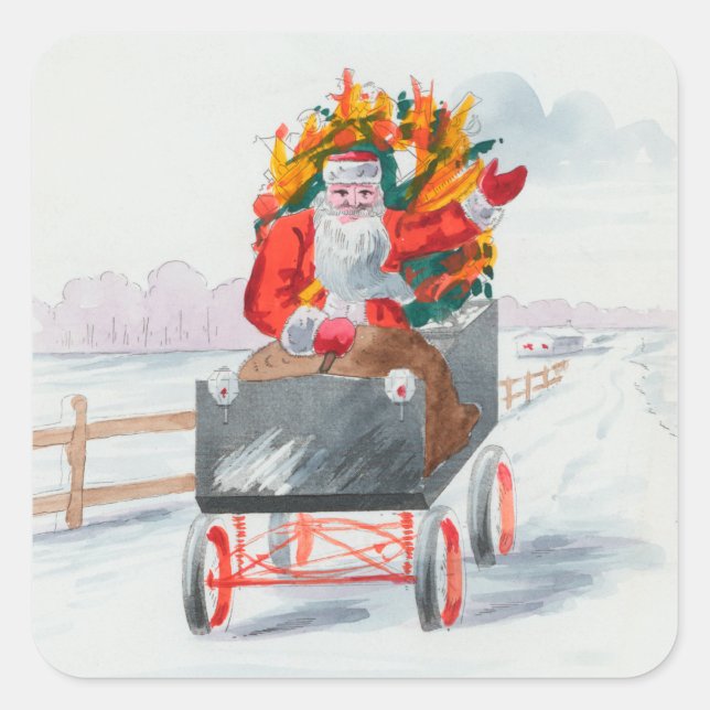 Illustration des Weihnachtsurlaubs Quadratischer Aufkleber (Vorderseite)