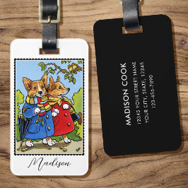 Illustration des Whimsical Corgi Dog kundenspezifi Gepäckanhänger
