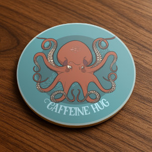 Illustration des wilden roten Oktopus mit individu Getränkeuntersetzer