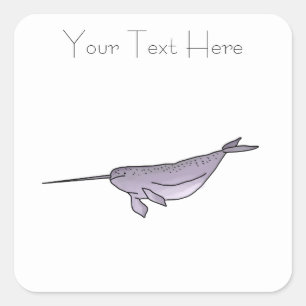 Illustration Digital Narwhal, Seetier Quadratischer Aufkleber