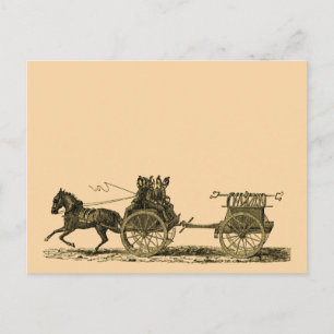 Illustration einer alten Pferdefeuerwehr Postkarte
