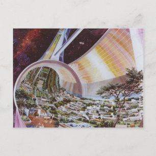 Illustration einer alten Weltraumkolonie Postkarte