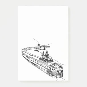 Illustration einer alten Zugfahrt in den Bergen Post-it Klebezettel