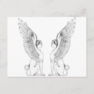 Illustration einer antiken Sphinx Postkarte
