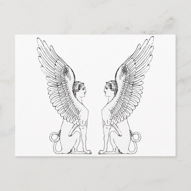 Illustration einer antiken Sphinx Postkarte (Vorderseite)