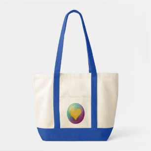 Illustration einer Blase mit Herz in Teal bis Viol Tragetasche