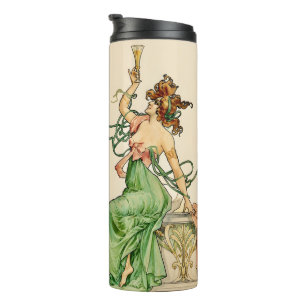 Illustration einer Champagner-Lady im Stil des Jug Thermosbecher
