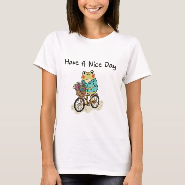 Illustration einer fantasievollen Frosch Fahrradfa T-Shirt (Vorderseite)