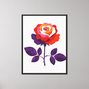 Illustration einer farbenfrohen Rose Leinwanddruck