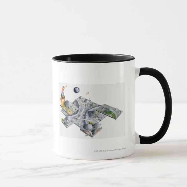 Illustration einer futuristischen Basis auf dem Tasse (Rechts)
