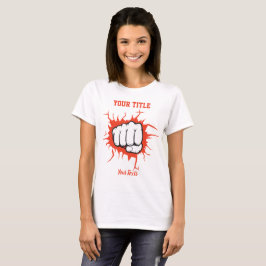 Illustration einer geballten Faust, die durch eine T-Shirt