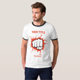 Illustration einer geballten Faust, die durch eine T-Shirt
