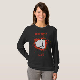 Illustration einer geballten Faust, die durch eine T-Shirt