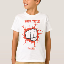 Illustration einer geballten Faust, die durch eine T-Shirt