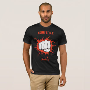 Illustration einer geballten Faust, die durch eine T-Shirt